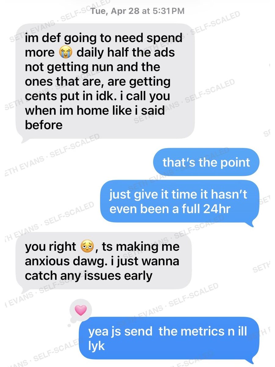 Text conversation: Give it 24 hours
